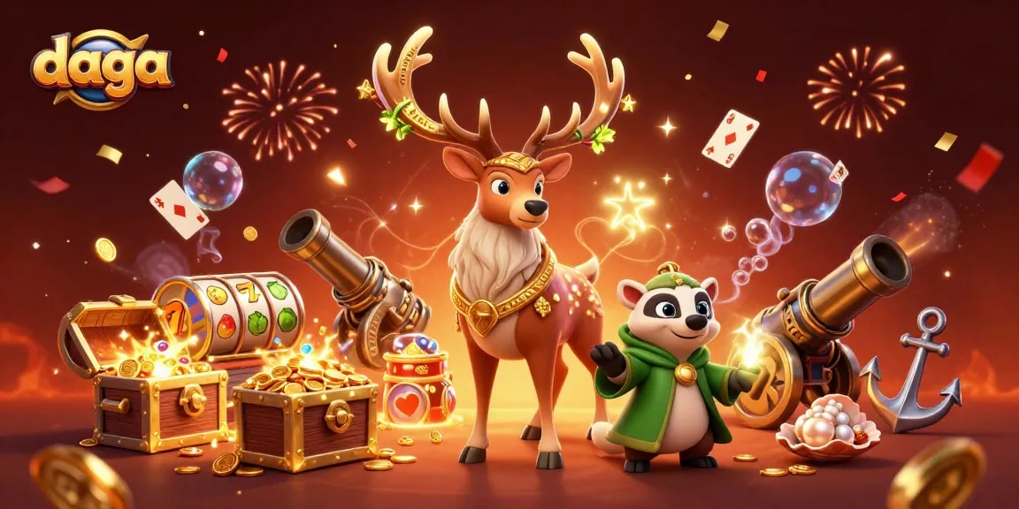 Engage in thrilling online gaming at daga with vibrant characters and casino elements.