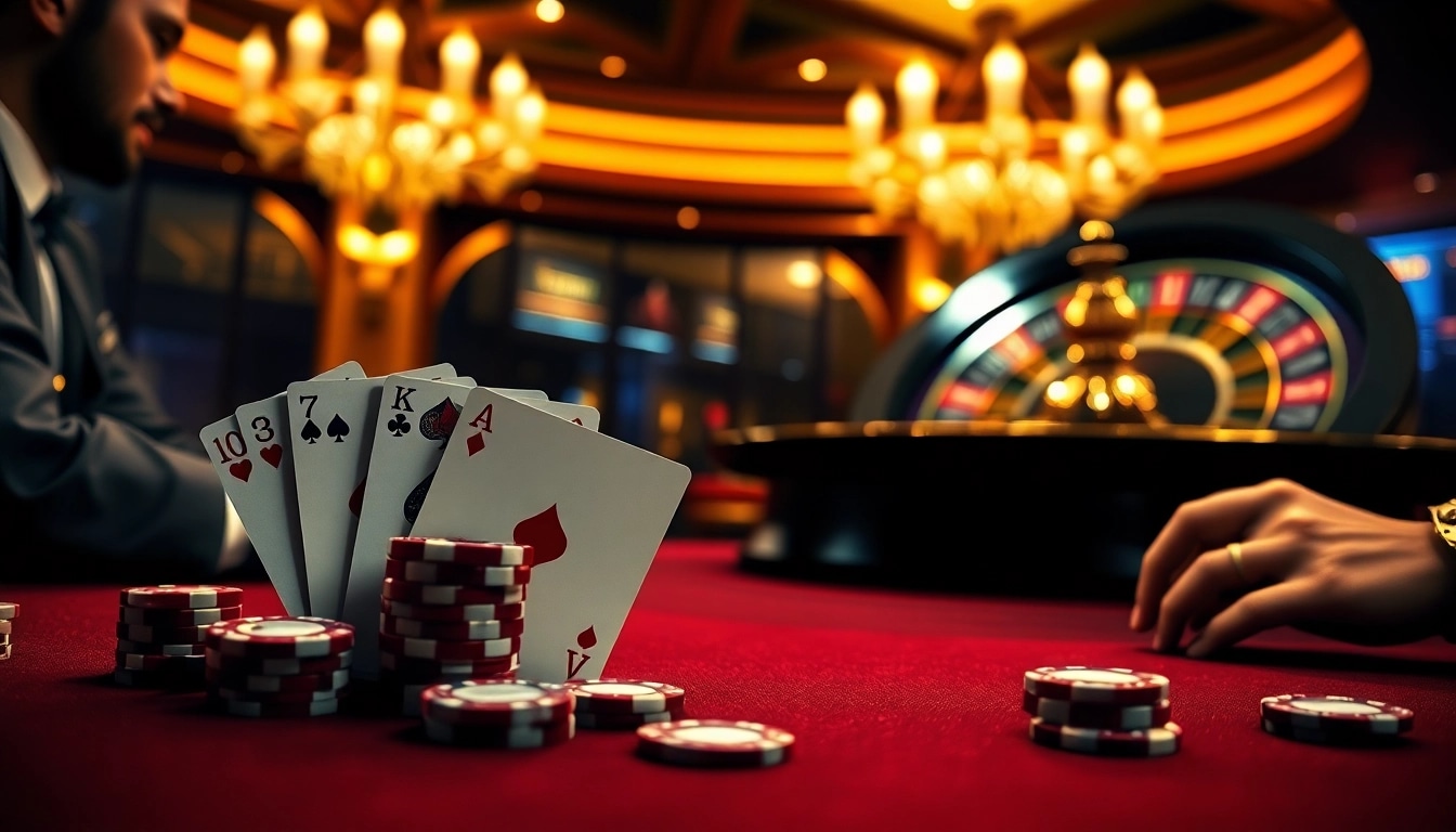 Capture the thrill of a poker game at 33WIN Casino with chips and cards in focus.