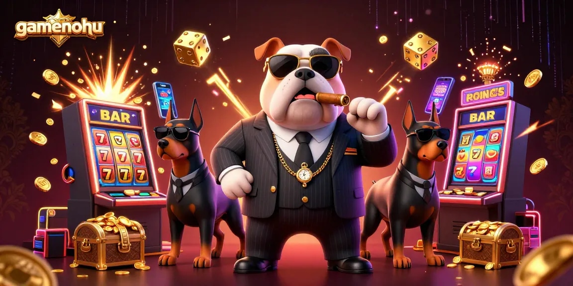 Engage with gamenohu's thrilling slots and jackpots through this vibrant 3D casino scene.