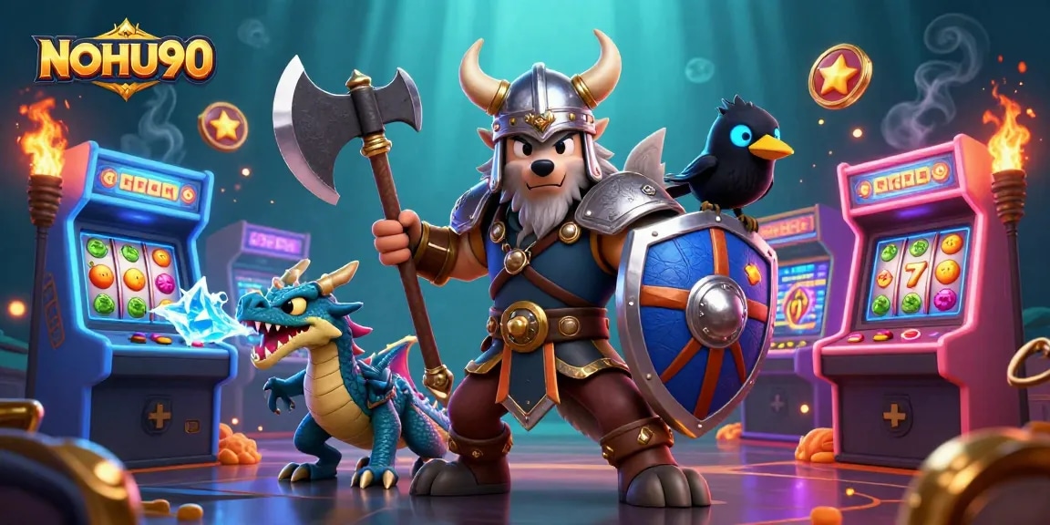 Engage with NOHU90's exciting 3D casino adventure featuring interactive game elements and vibrant characters.