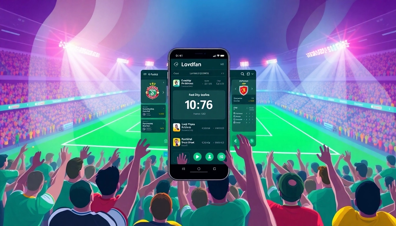 Exciting representation of joemadfan.com streaming soccer matches with vibrant fan interaction.