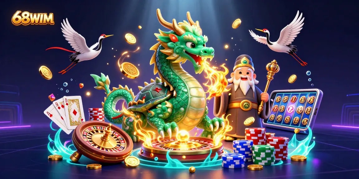 Experience thrilling games at 68WIM with vibrant dragons, coins, and high-stakes action.