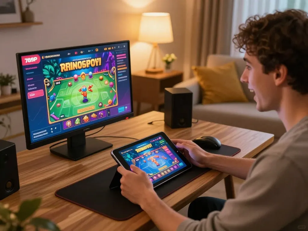 Engaging gameplay on trang chủ 789p's platform with a gamer immersed in an online casino experience.