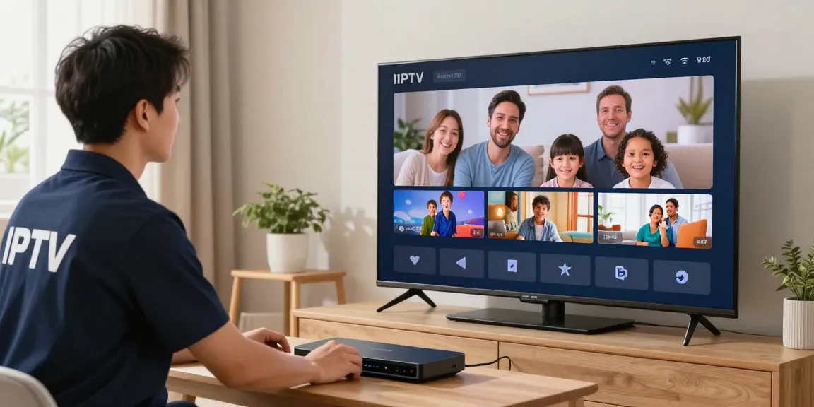 Trusted IPTV Service provider setting up a reliable entertainment system in a local home.