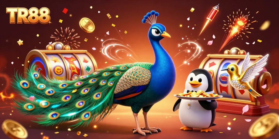 Engage with TR88 for thrilling gaming, featuring a vibrant celebration of slots and casino excitement.
