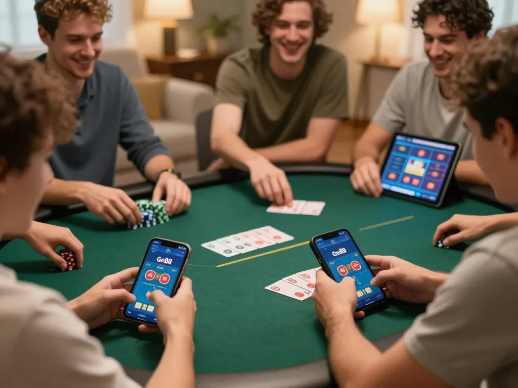 Players enjoying poker at Go88 online gaming platform, showcasing strategic interactions and friendly competition
