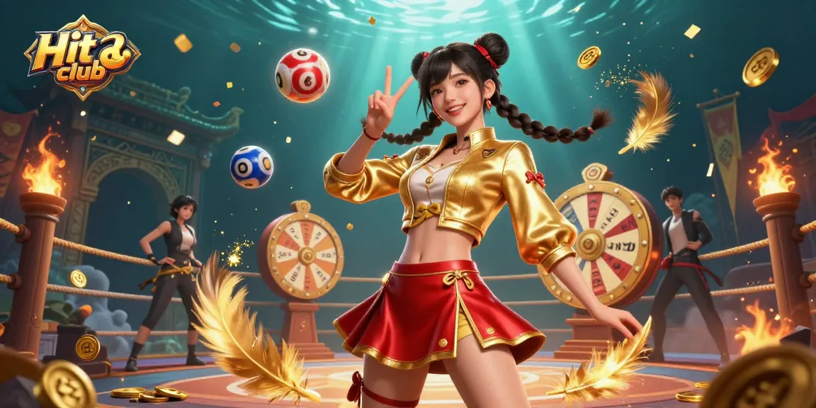 Experience thrilling wins at Hit club with vibrant visuals and dynamic casino elements in this engaging illustration.