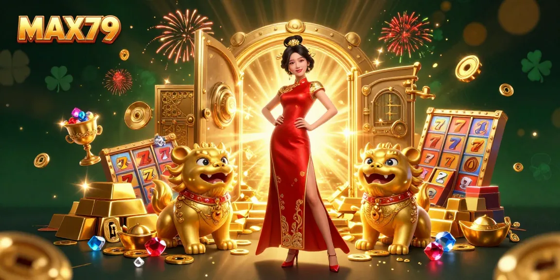 Join the excitement at MAX79 with vibrant slot games and dazzling treasures overflowing in a rich casino scene.