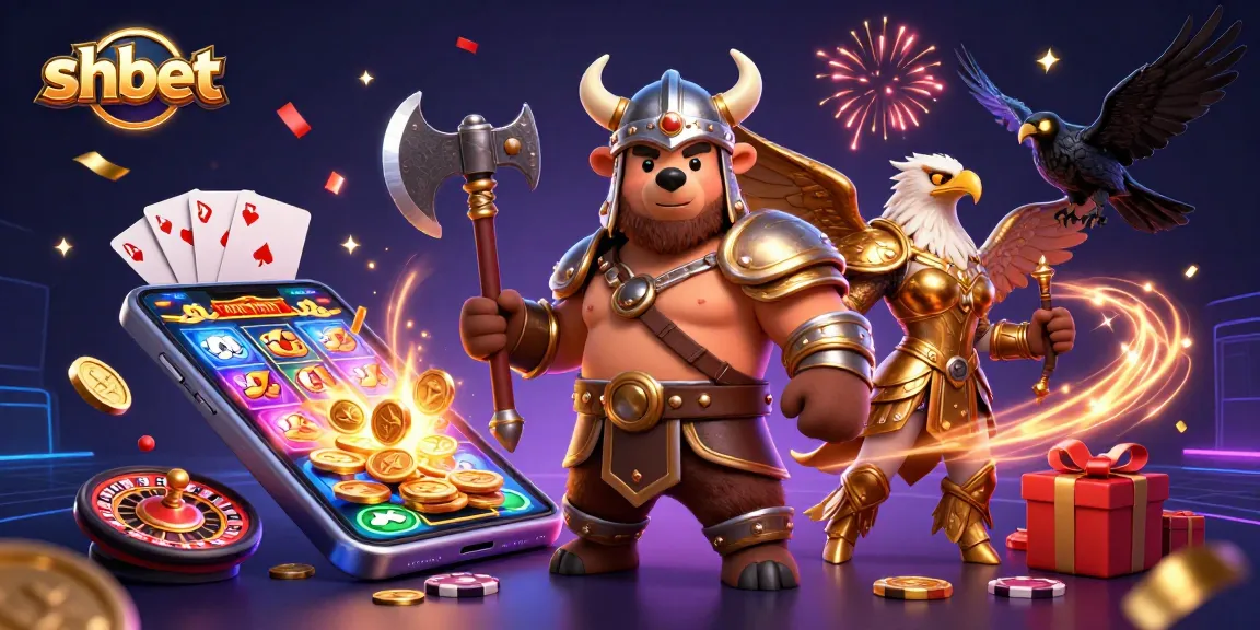 Engage with shbet's vibrant casino experience featuring a Viking bear and Valkyrie eagle.