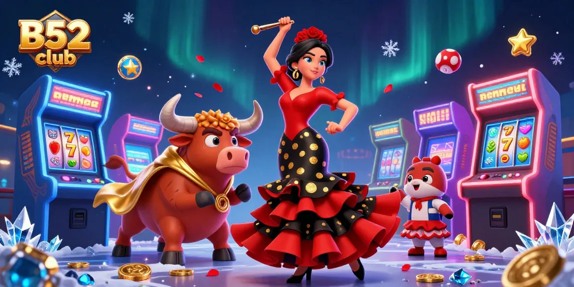 Experience dynamic gaming action with the B52 club in a vibrant casino scene filled with excitement.
