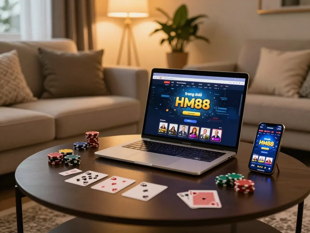 Engaging online gaming scene featuring trang chủ HM88 interface with gambling elements.