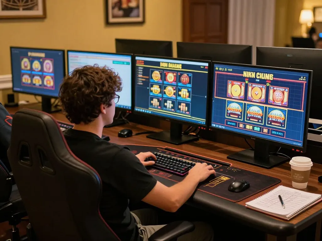 Engaged player using Nhà Cái RR88 online betting platform, showcasing casino games on multiple screens