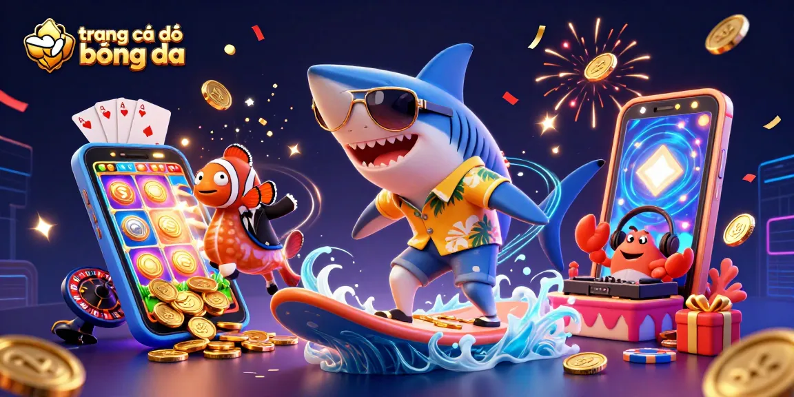 Bet on trang cá độ bóng đá with a lively ocean scene featuring a shark, clownfish, and crab in action.