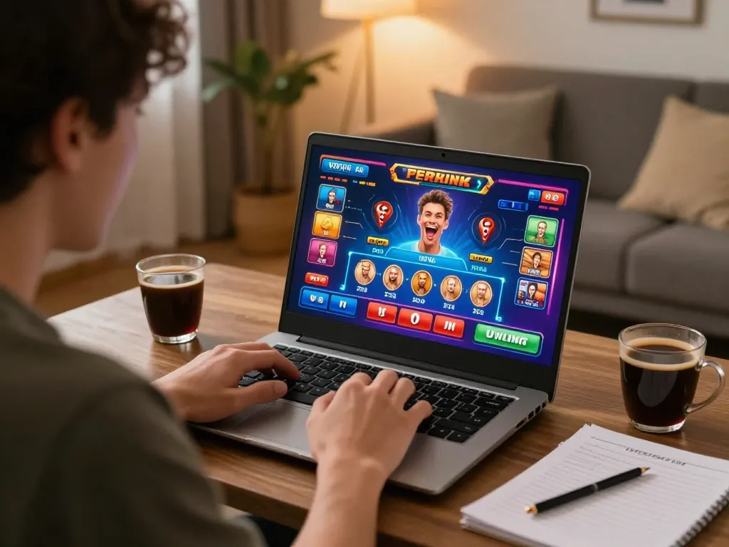 Player celebrating a win on 98win9's online casino platform while gaming from home