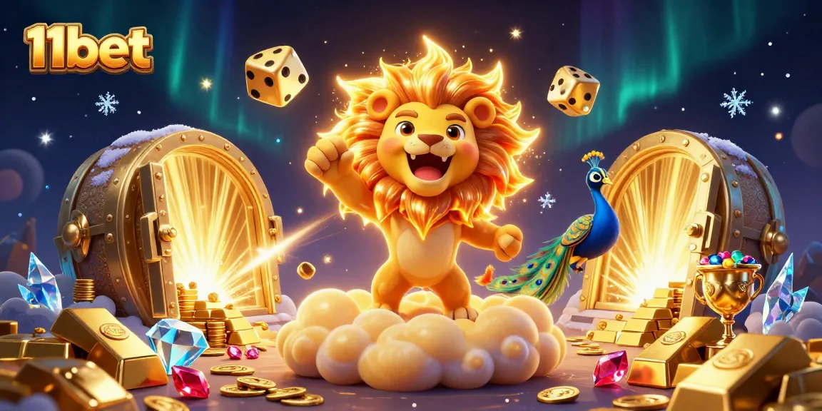 Experience the thrill of winning at 11bet with a lion's triumph and dazzling treasures.