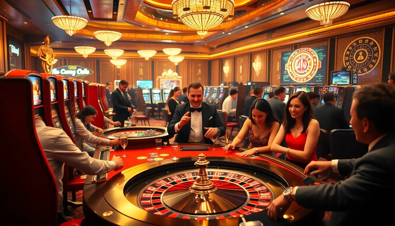 Experience the thrill of gambling at luongsontv with luxurious casino tables and vibrant players.