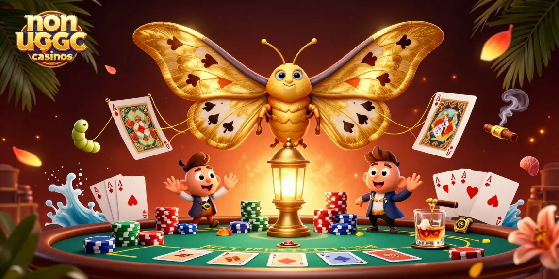 Engage in non ukgc casinos with an imaginative 3D depiction of vibrant card motifs and casino elements.