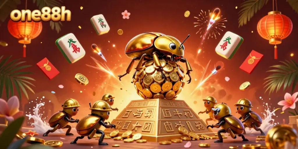 Experience the thrill of gambling at one88h with rich visuals of gambling symbols and an energetic scene.