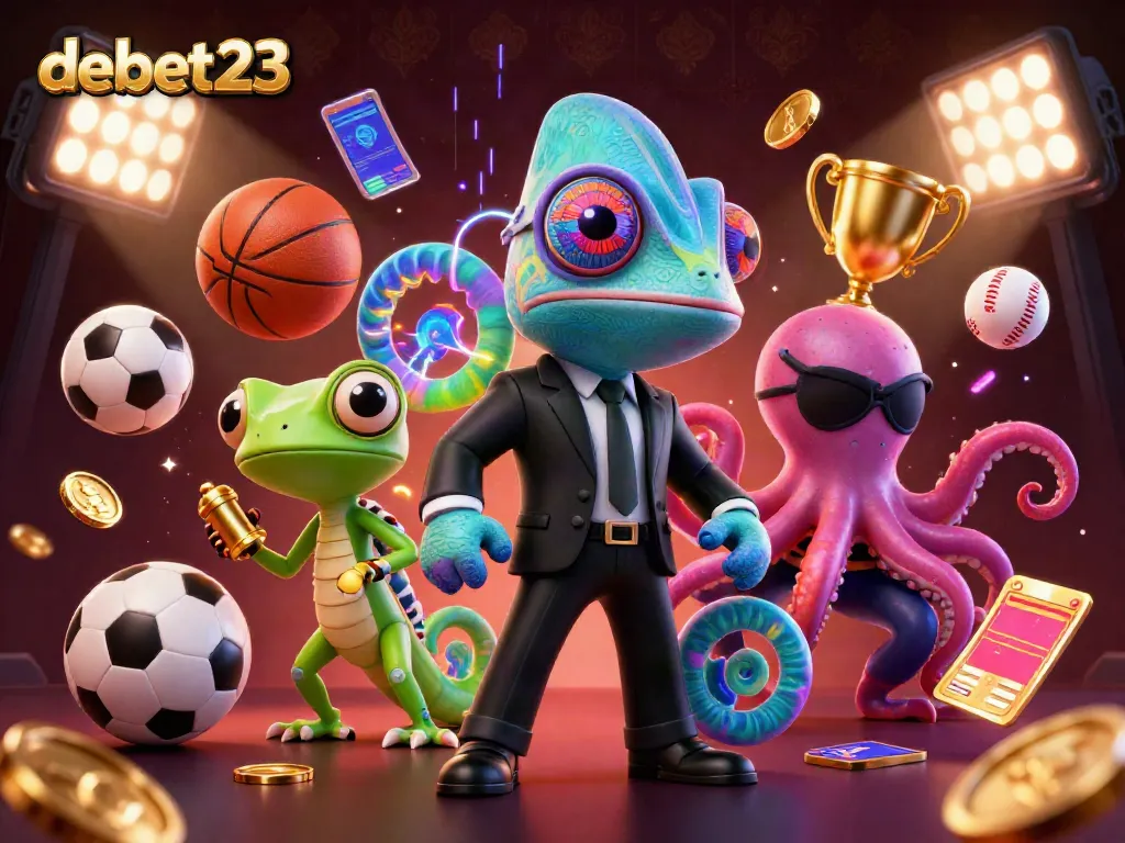 Experience dynamic betting with debet23 featuring a secret agent chameleon, tech gecko, and villainous octopus.