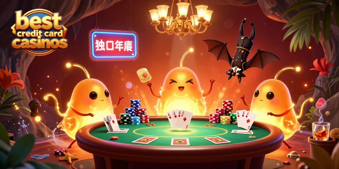 The glowworms illuminate a vibrant cave casino, showcasing the best credit card casinos with poker elements and neon effects.