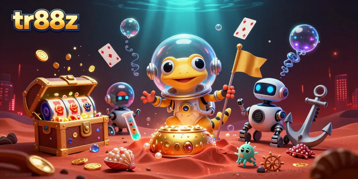 Play and win with tr88z in a vibrant 3D casino illustration showcasing Martian adventure.