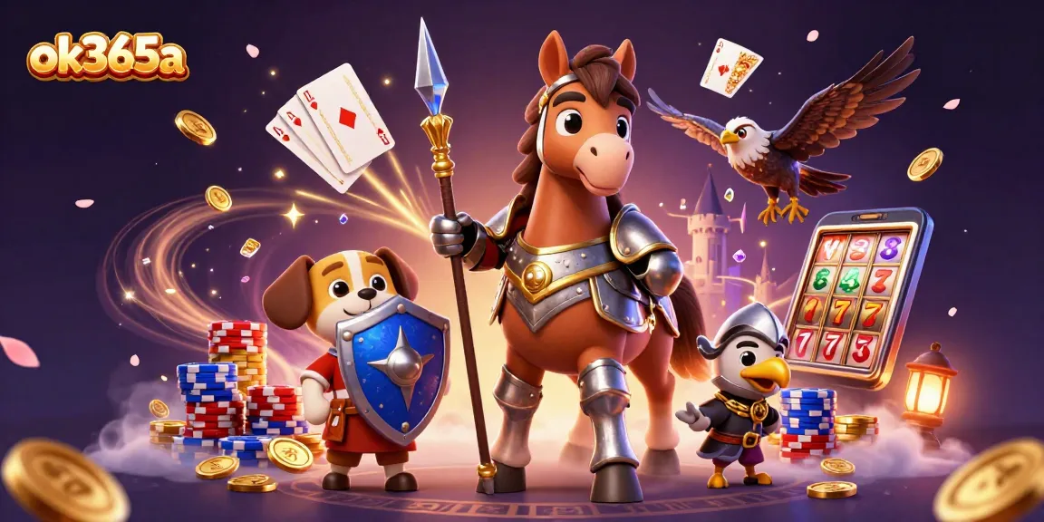 Engage with ok365a's thrilling online casino experience featuring animated characters and casino elements.
