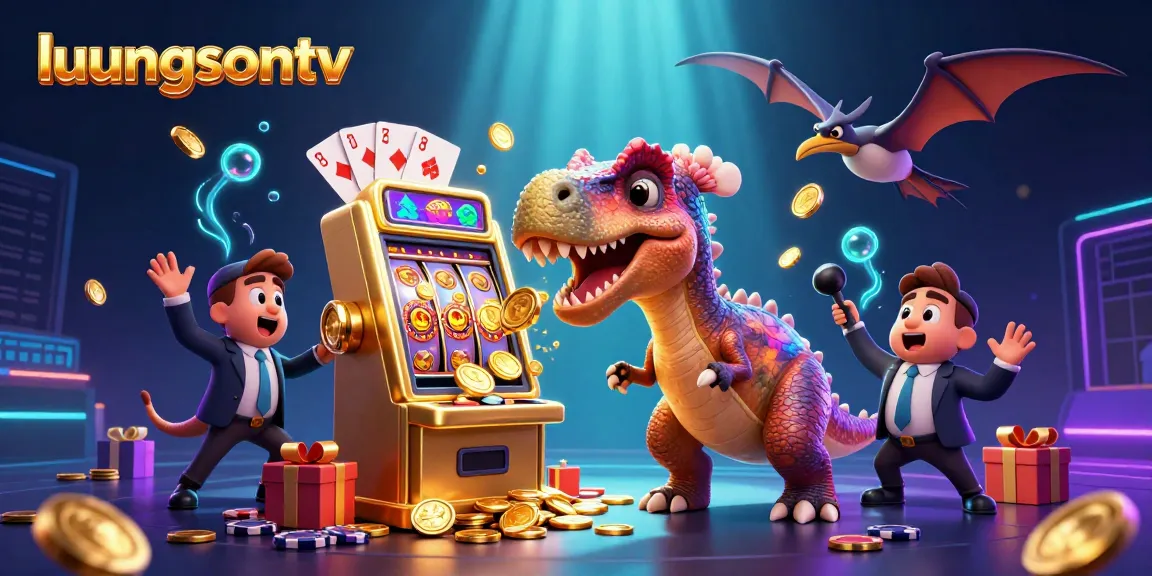 Experience the excitement of luongsontv with a dinosaur-themed casino scene featuring dynamic gaming elements.