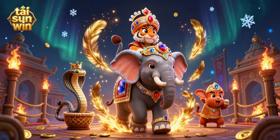 Experience the excitement of tải sun win with a majestic tiger and jewel-encrusted elephant in an engaging casino scene.