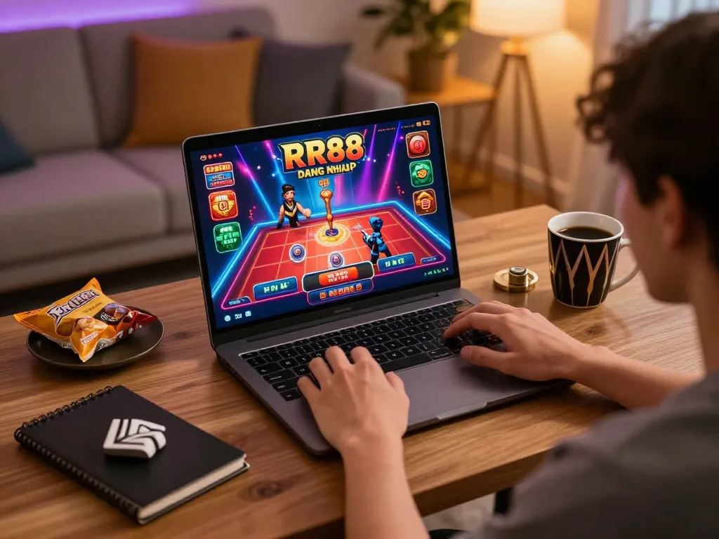 Engaging online gaming moment with RR88 dang nhap showing thrill of virtual casino gameplay.