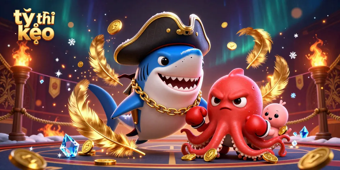 Engage with tỷ lệ kèo betting arena featuring dynamic sports betting elements and playful characters.