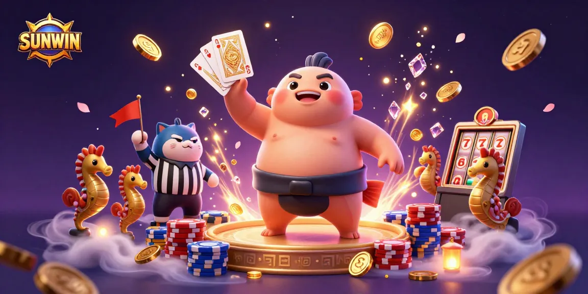 SUNWIN interactive gaming scene featuring a fugu and catfish in an underwater casino setting