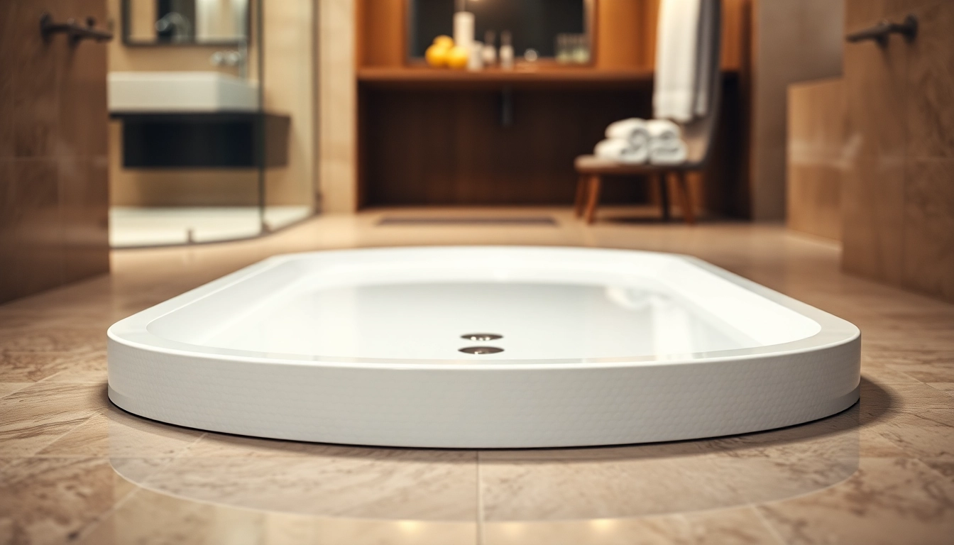 Enhance your modern space with a stylish shower base shower featuring sleek designs and warm tones.