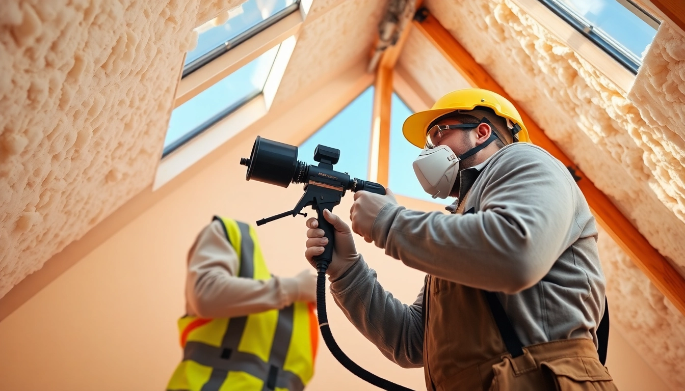 loft spray foam removal process by a contractor in a bright attic setting.