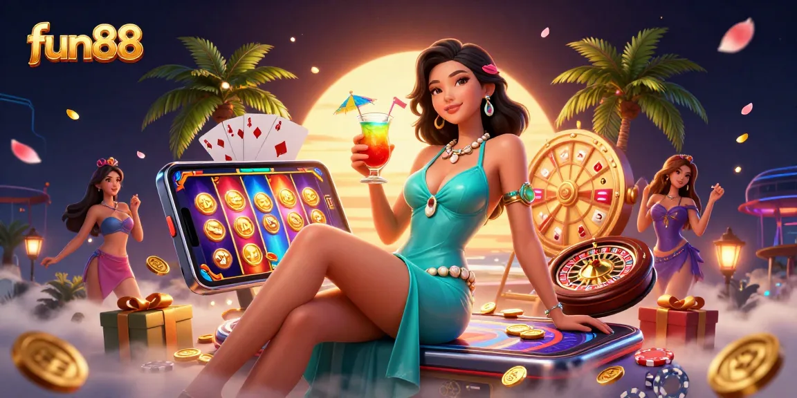 Experience thrilling gaming at fun88 with a vibrant 3D casino scene filled with excitement.