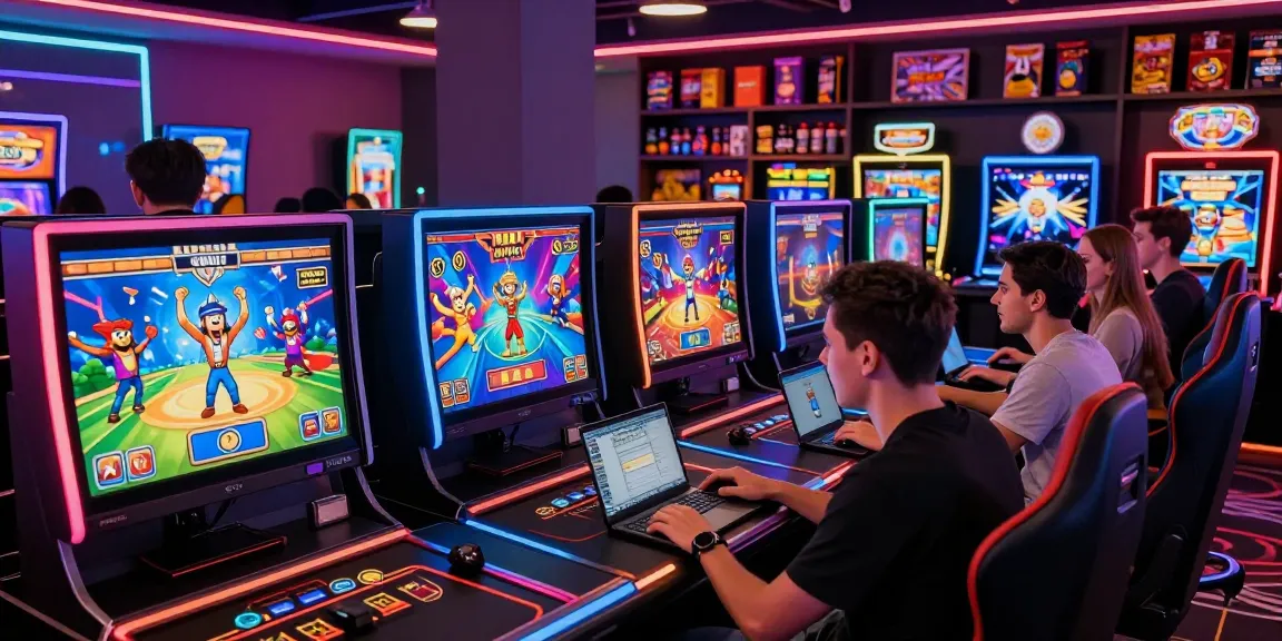 Exciting gaming lounge showcasing friends enjoying non UK casino games with vibrant atmosphere.
