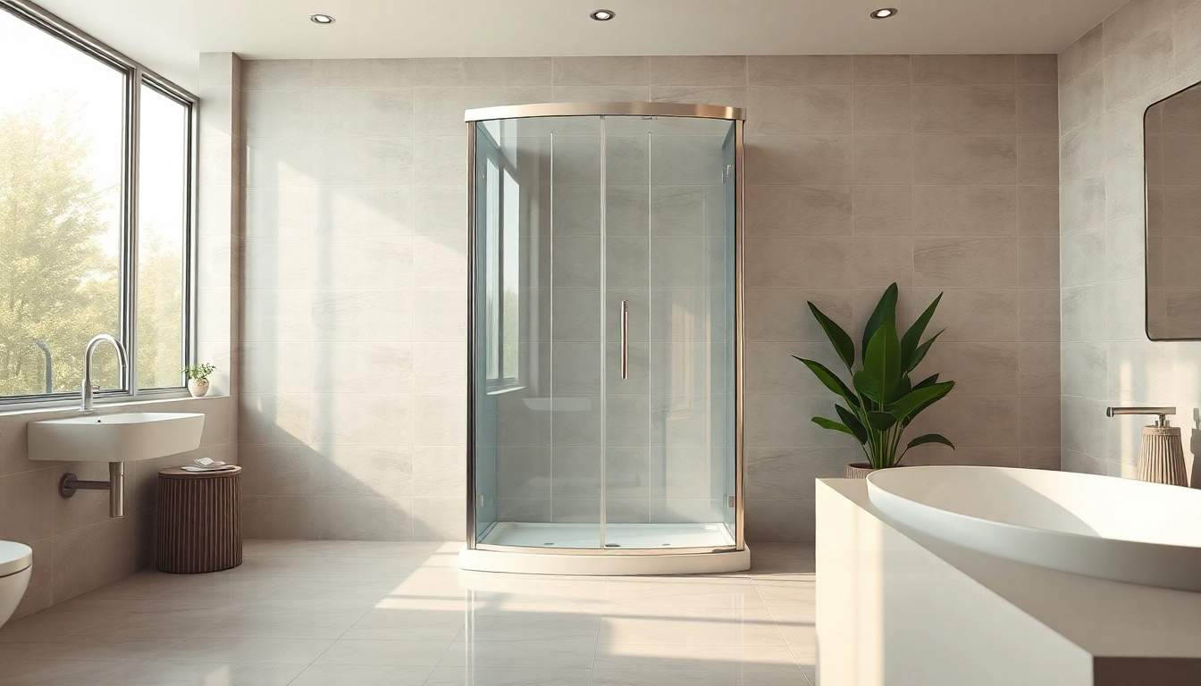 Brillante duschkabine 100x100 pendeltür in einem modernen Badezimmer mit eleganten Fliesen.