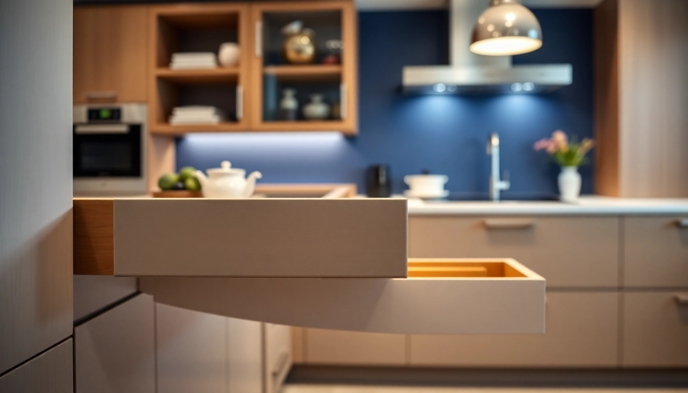 Showcasing a Double Wall Drawer System with custom organization in a modern kitchen.
