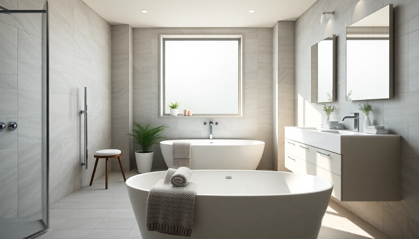 Stunning bathroom renovations manchester showcasing modern fixtures and elegant design elements.