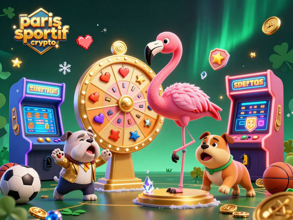 Placer des paris sportif crypto sur un plateau dynamique avec des éléments sportifs animés et créatifs