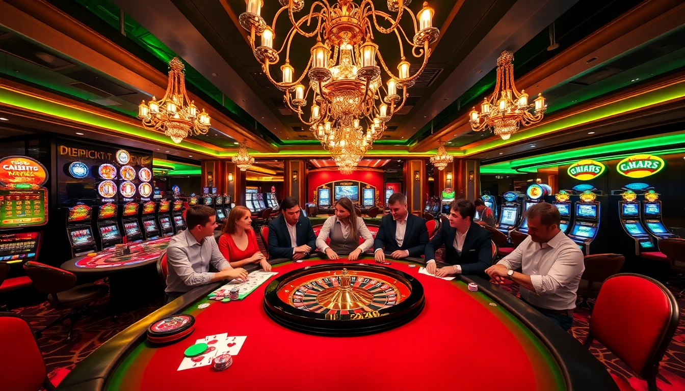 Engaging gamblers at Ga6789 casino table with vibrant chips and roulette wheel.