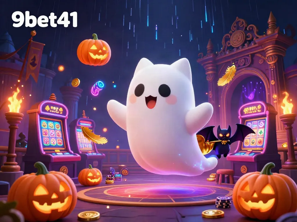 Experience thrilling adventures with 9bet41 in a haunted casino featuring vibrant characters and exciting elements.