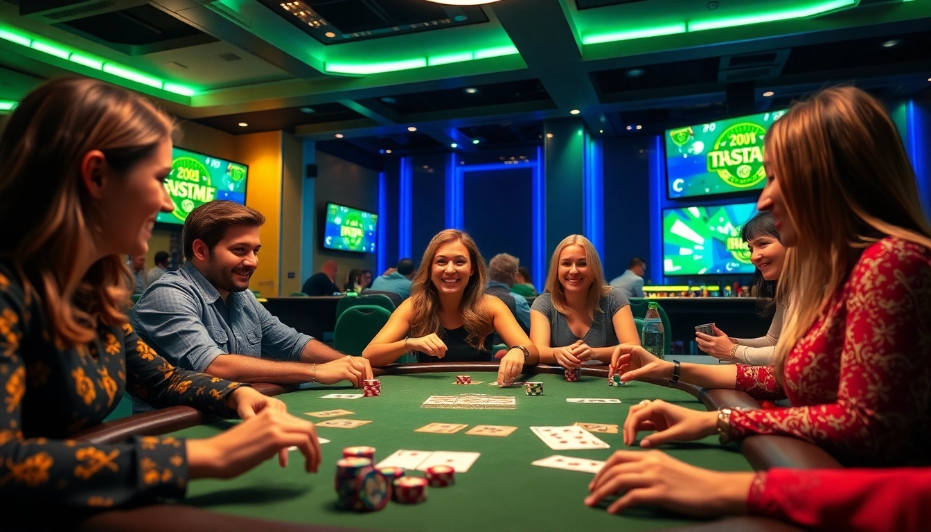 Exciting online gaming scene with players at topgamebaidoithuong.mx enjoying card games, reflecting an engaging and vibrant atmosphere.