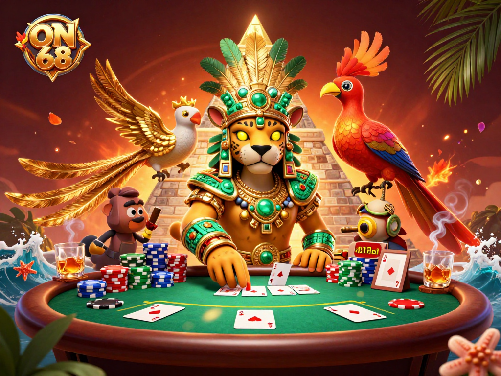 Experience thrilling gaming action at ON68 with vibrant casino elements and engaging characters.