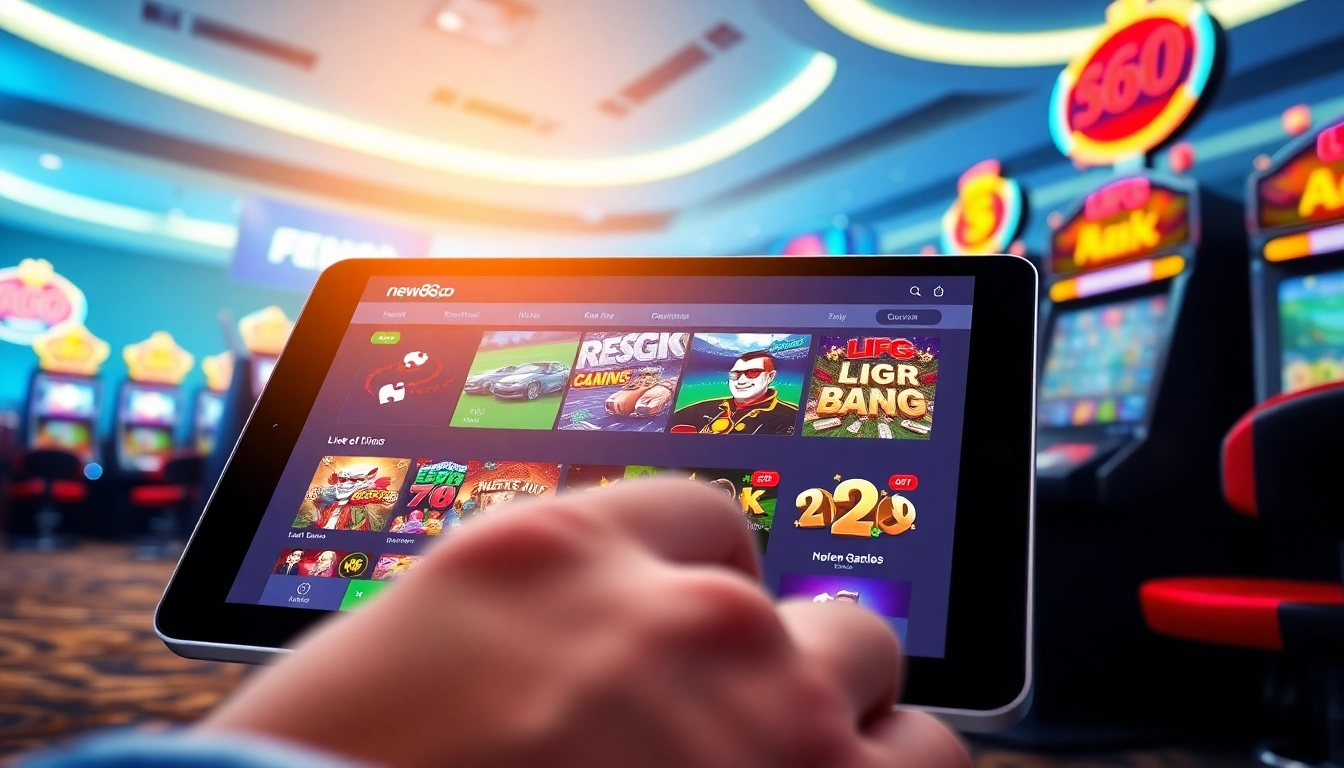 Engaging online gambling interface for new88go.com showcasing diverse games and vibrant digital elements.
