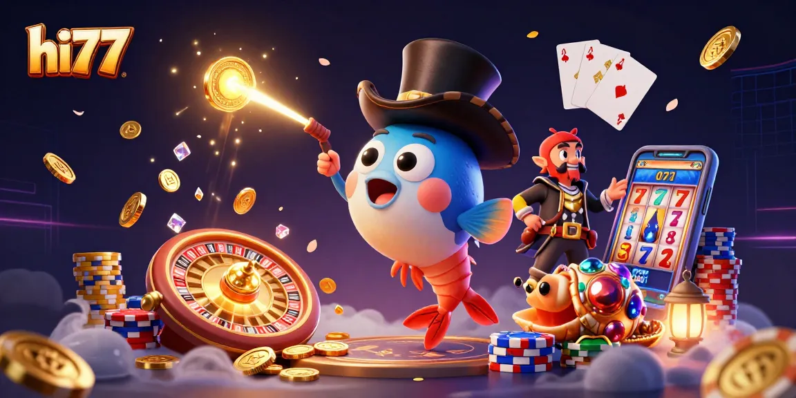 Catch big wins with hi77 at this vibrant casino scene featuring underwater treasures and dynamic game elements.