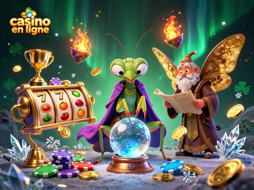 Gagnez aux jeux de casino en ligne avec une illustration dynamique des personnages et des éléments de casino