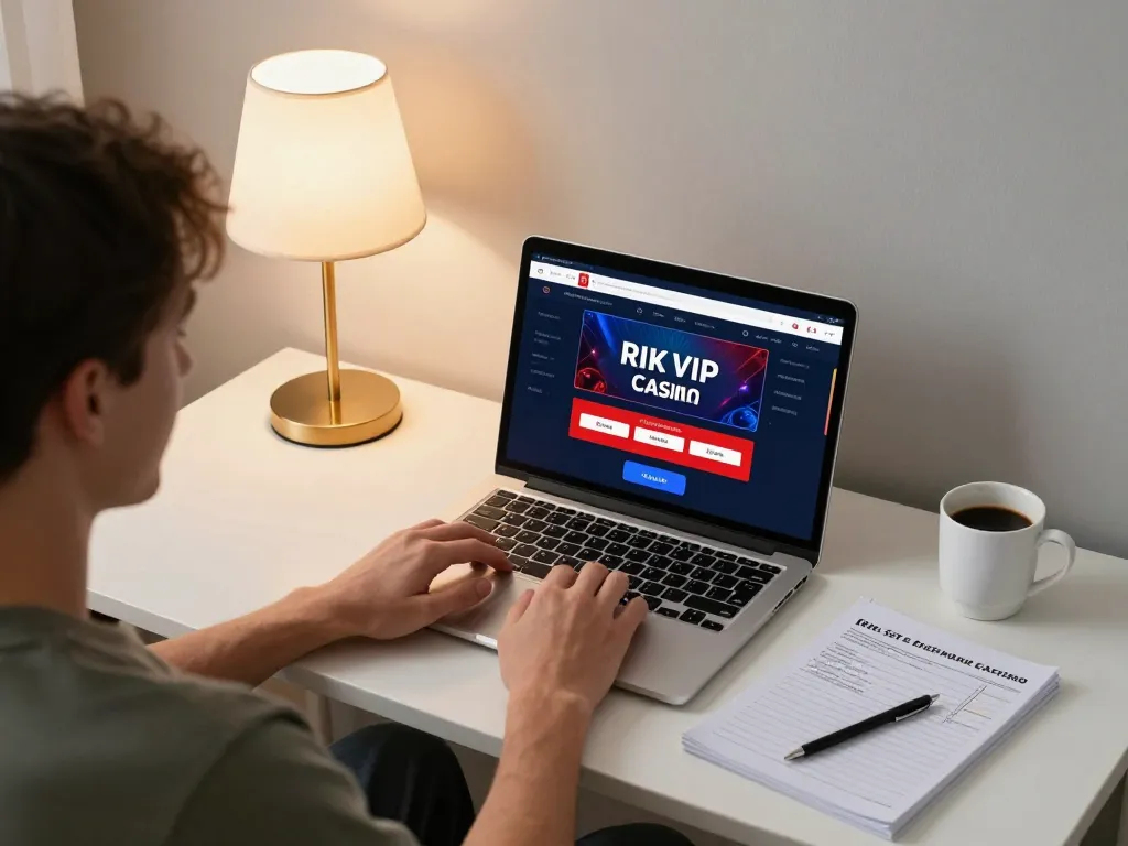 Player enjoying a winning moment in rik vip online casino from home with engaging interface