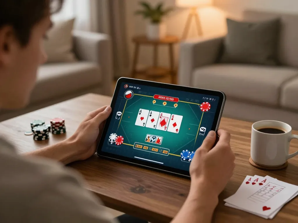 Experience the excitement of poker at home with GG 88's online platform, showcasing a user-friendly interface and cozy environment.
