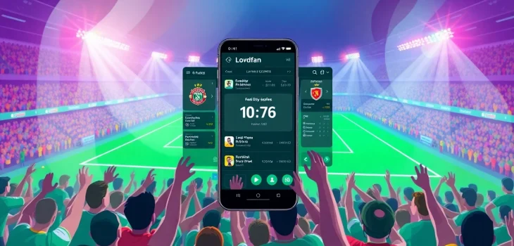 Exciting representation of joemadfan.com streaming soccer matches with vibrant fan interaction.