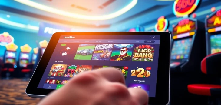 Engaging online gambling interface for new88go.com showcasing diverse games and vibrant digital elements.